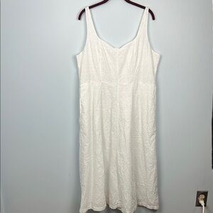 Old Navy XL white smocked eyelet midi length sleeveless summer dress